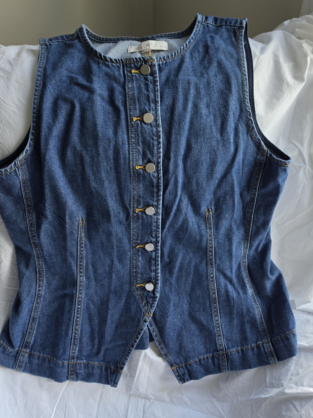 LOFT Dark Blue Denim Sleeveless Vest Shirt